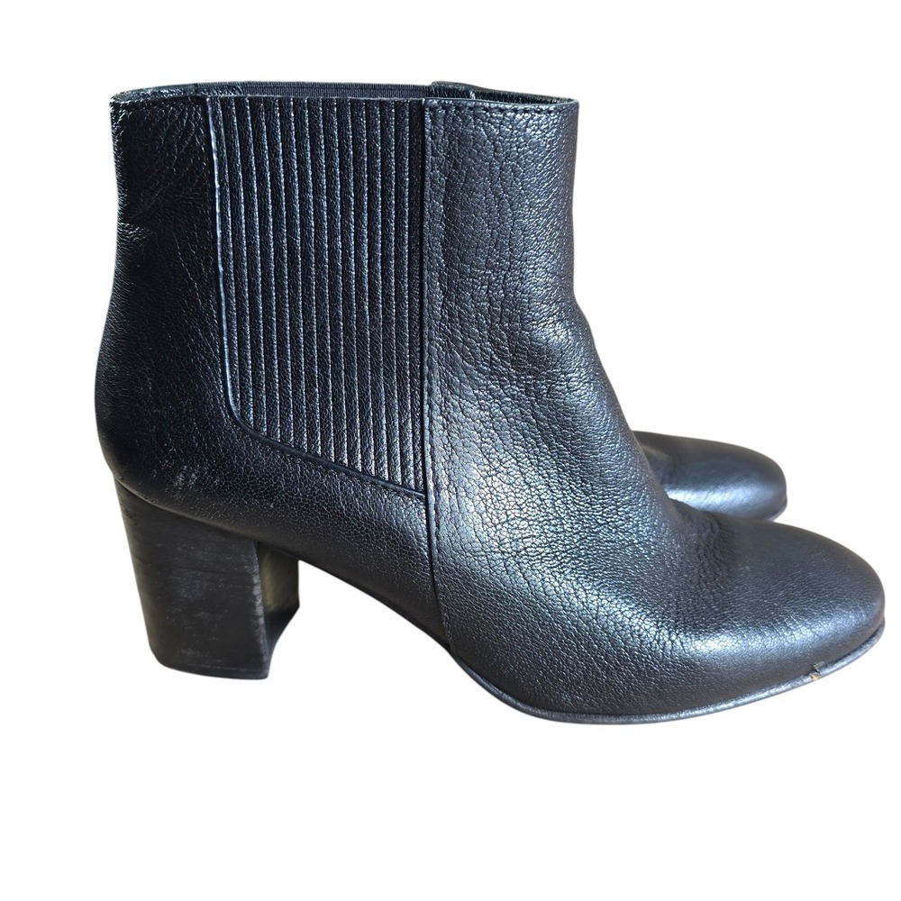 Pedro Garcia Black Pebbled Leather Ankle Block Heel‎ Boots Made in Spain EU 40